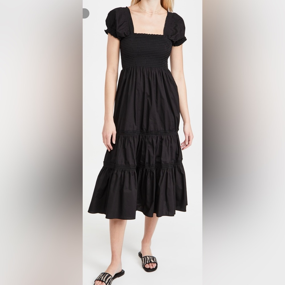 o.p.t. Square Neck Smocked Midi Dress